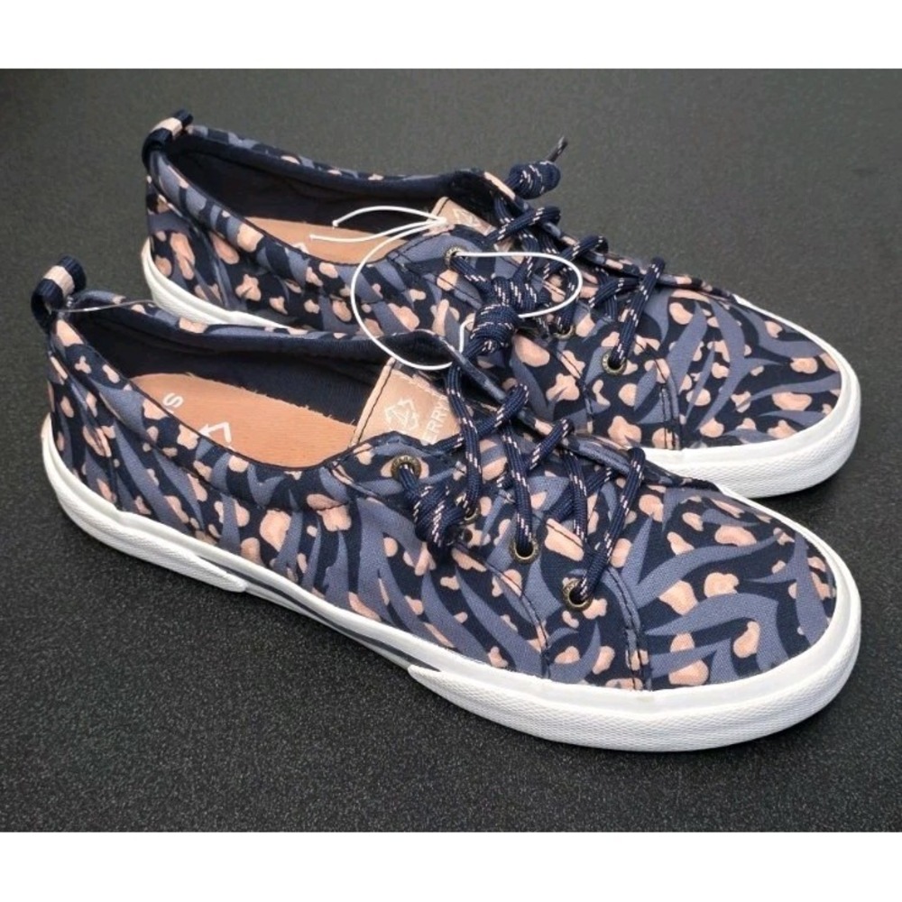 New Sperry Women 9‎ Crest Vibe Sneaker Flpral Tropical Vacay Beach Lace Up Navy